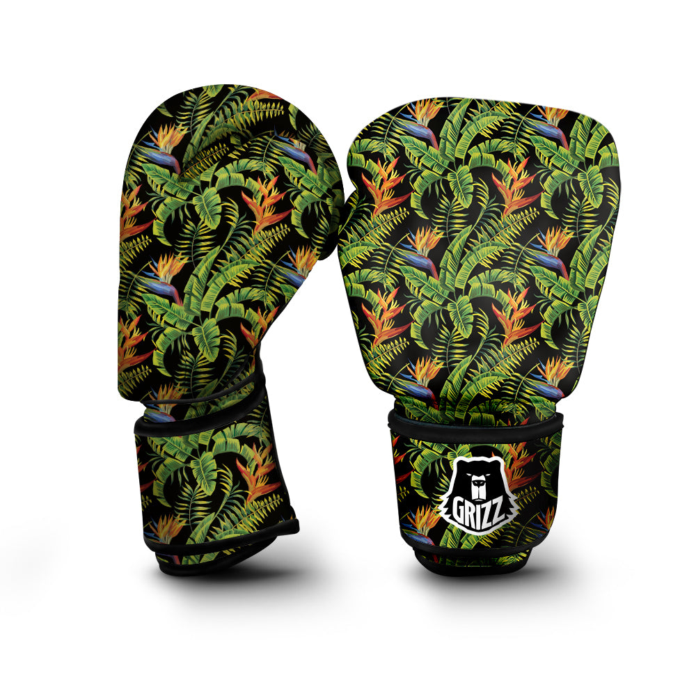 Hawaiian Banana Leaf Print Pattern Boxing Gloves-grizzshop