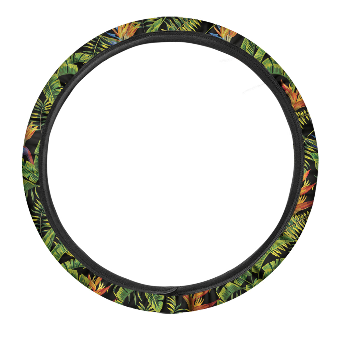 Hawaiian Banana Leaf Print Pattern Car Steering Wheel Cover-grizzshop
