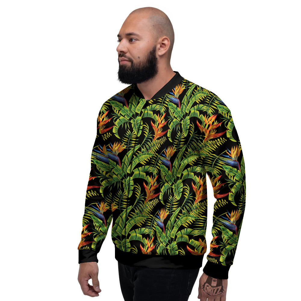Hawaiian Banana Leaf Print Pattern Men's Bomber Jacket-grizzshop