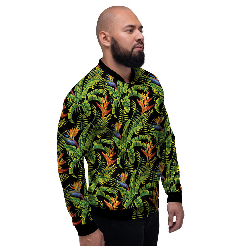 Hawaiian Banana Leaf Print Pattern Men's Bomber Jacket-grizzshop