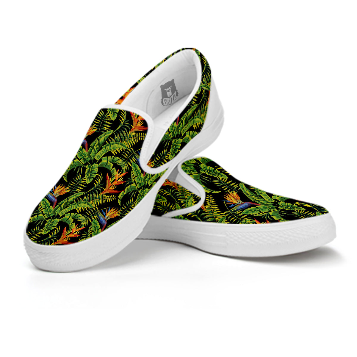 Hawaiian Banana Leaf Print Pattern White Slip On Shoes-grizzshop