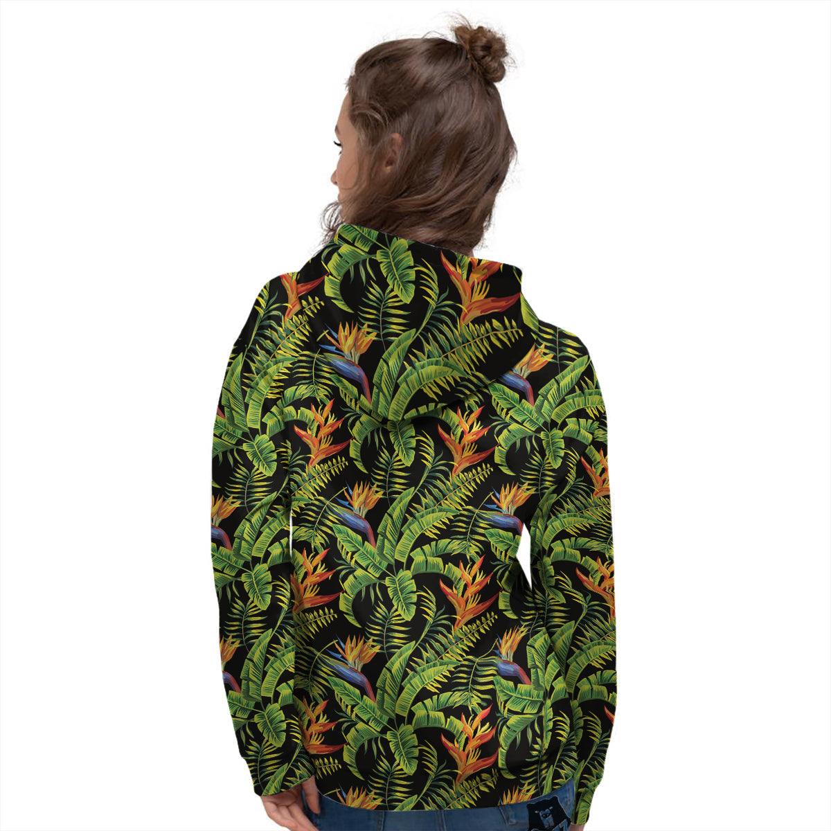 Hawaiian Banana Leaf Print Pattern Women's Hoodie-grizzshop