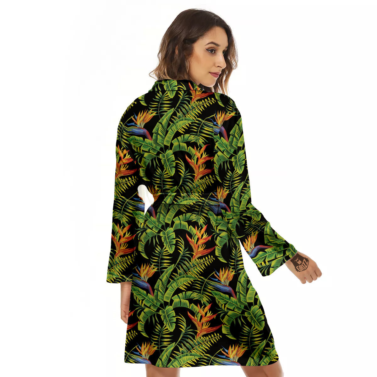 Hawaiian Banana Leaf Print Pattern Women's Robe-grizzshop