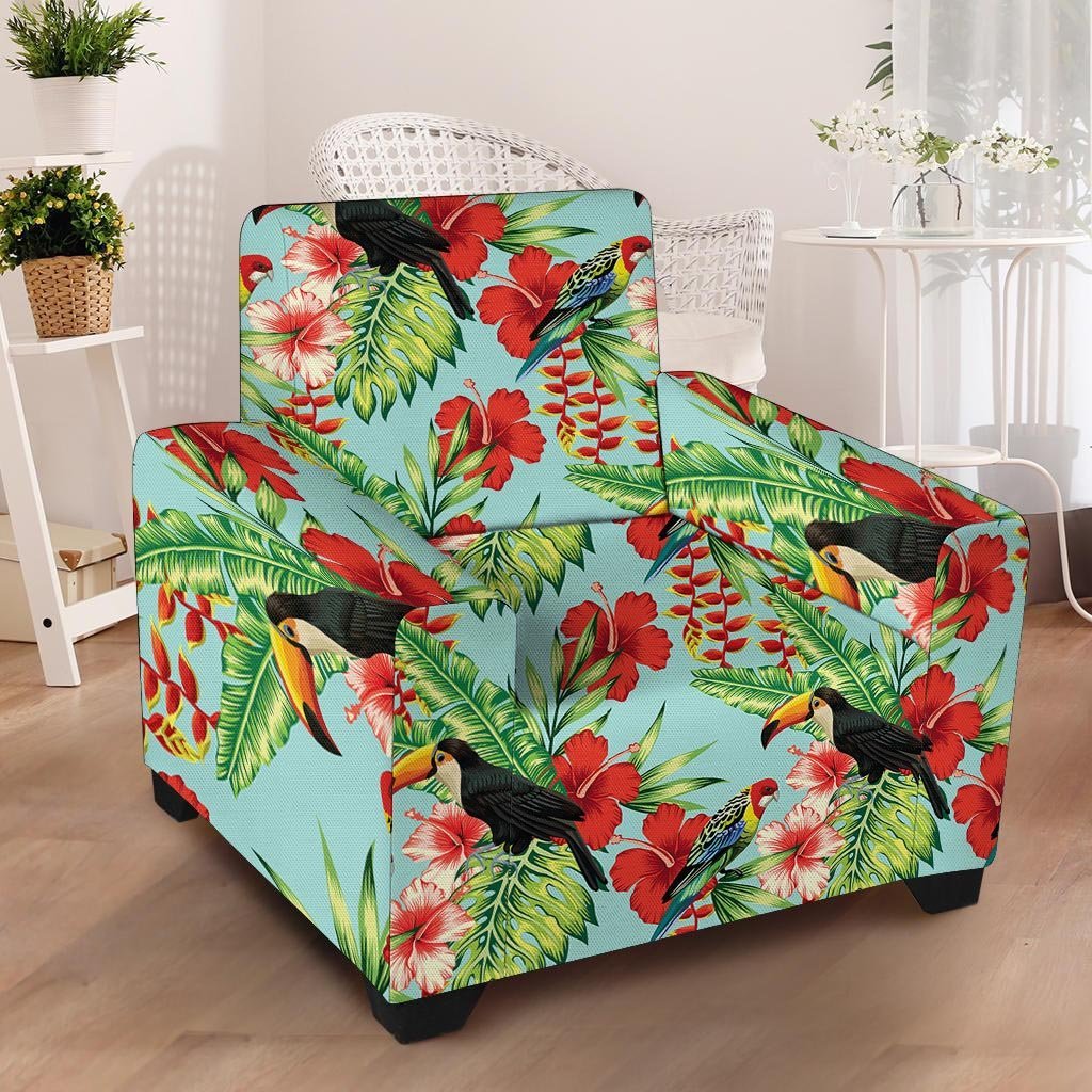 Hawaiian Bird Floral Print Armchair Cover-grizzshop