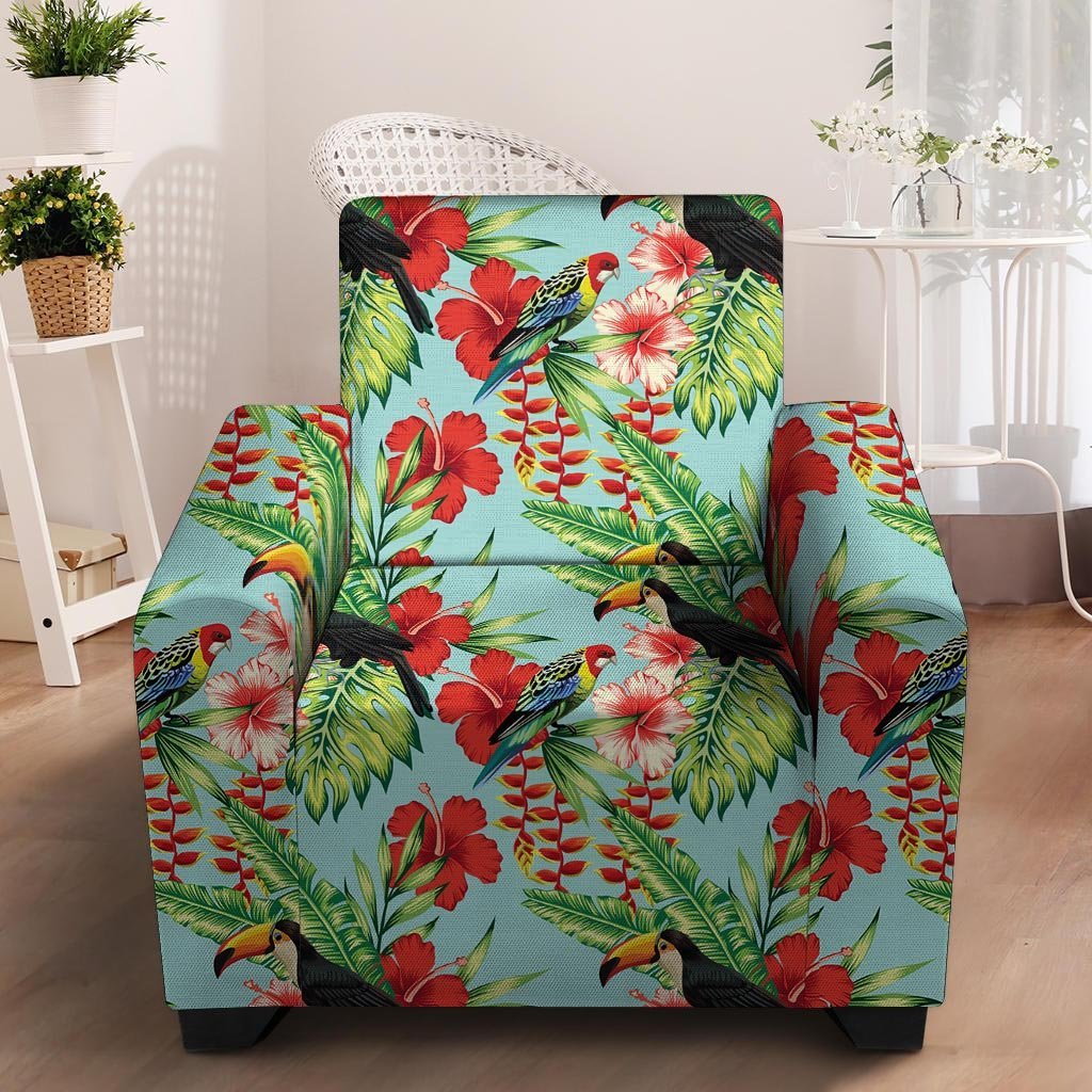 Hawaiian Bird Floral Print Armchair Cover-grizzshop