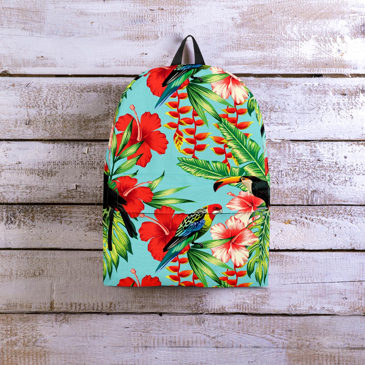 Hawaiian Bird Floral Print Backpack-grizzshop