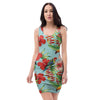 Hawaiian Bird Floral Print Bodycon Dress-grizzshop