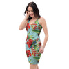 Hawaiian Bird Floral Print Bodycon Dress-grizzshop