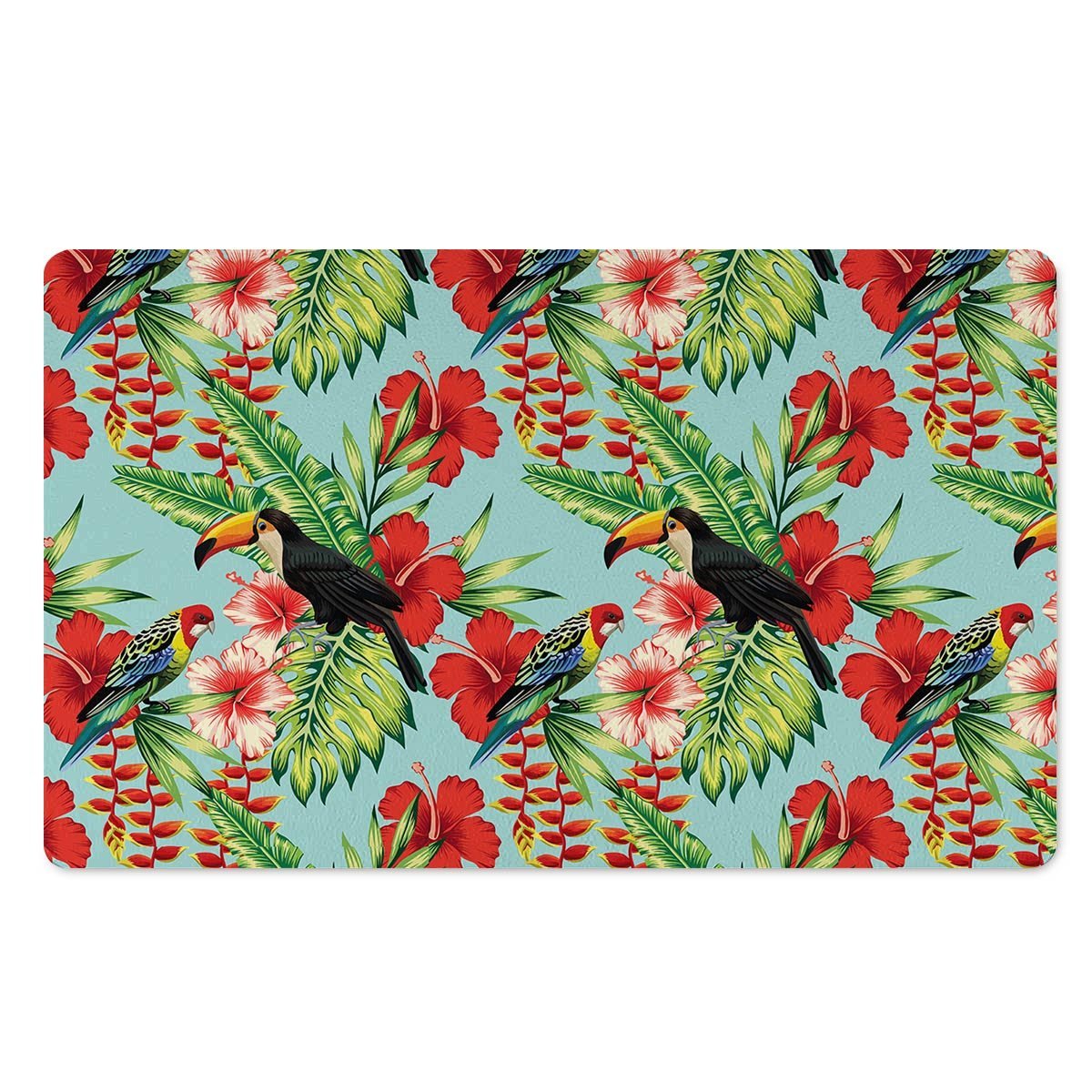 Hawaiian Bird Floral Print Door Mat-grizzshop