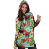 Hawaiian Bird Floral Print Hoodie Dress-grizzshop