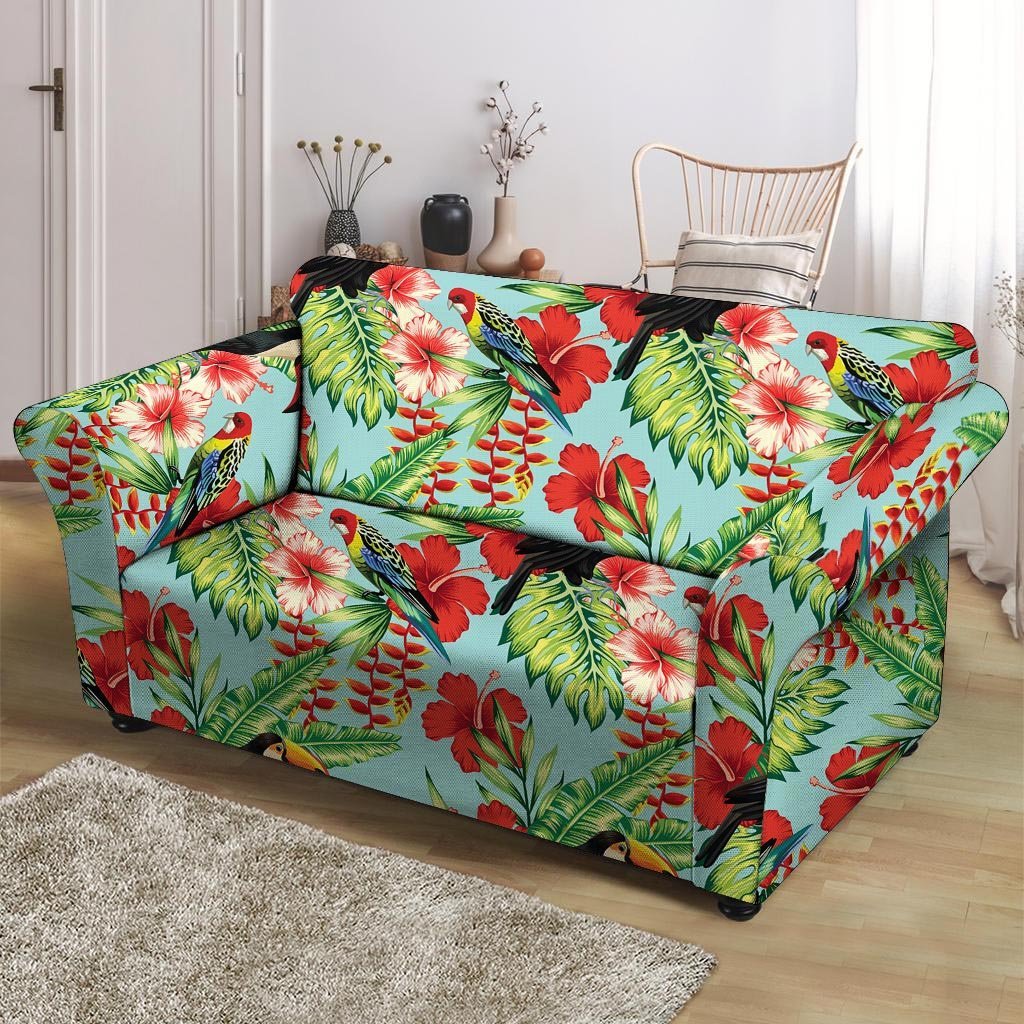 Hawaiian Bird Floral Print Loveseat Cover-grizzshop