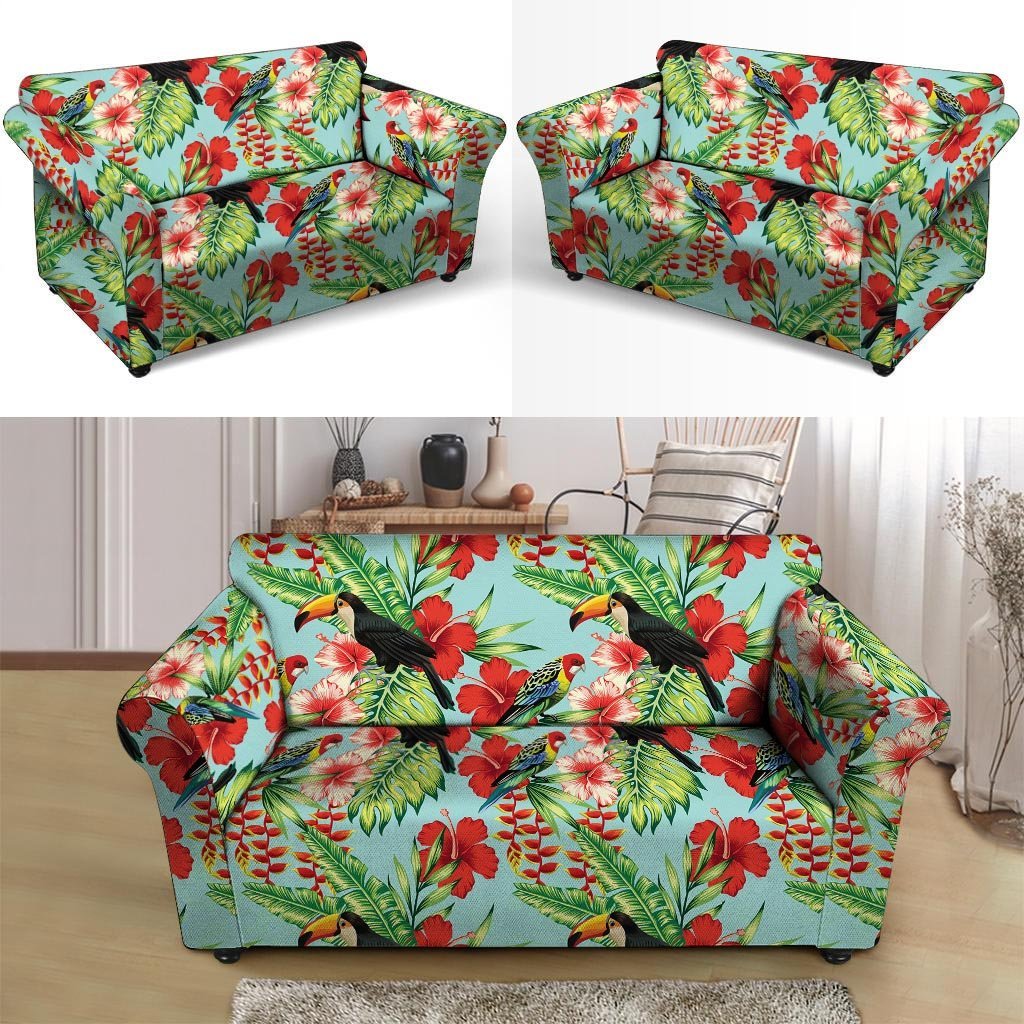 Hawaiian Bird Floral Print Loveseat Cover-grizzshop