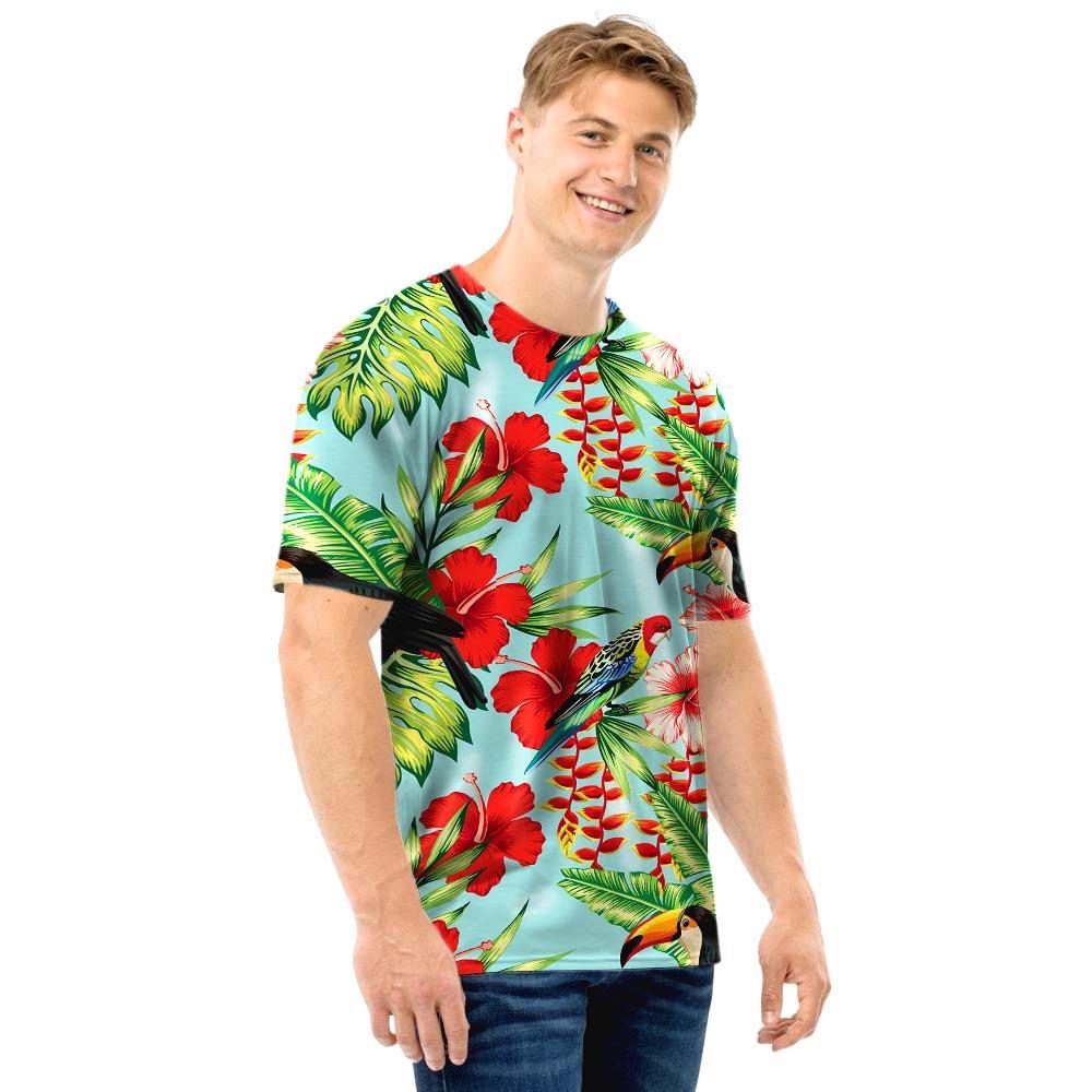 Hawaiian Bird Floral Print Men T Shirt-grizzshop