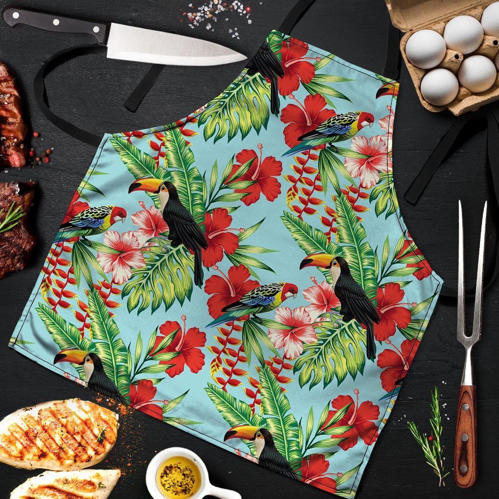 Hawaiian Bird Floral Print Men's Apron-grizzshop