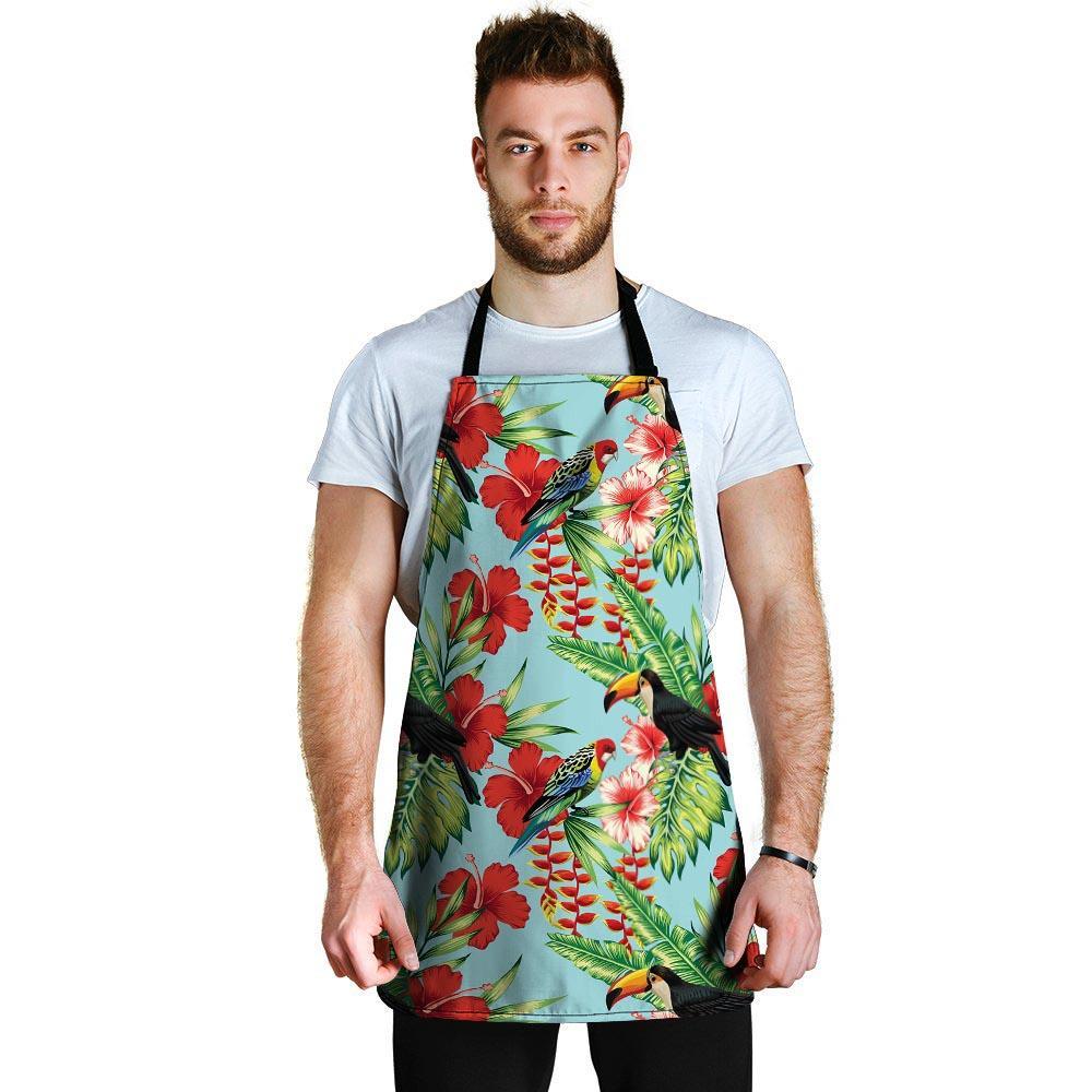 Hawaiian Bird Floral Print Men's Apron-grizzshop