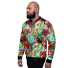 Hawaiian Bird Floral Print Men's Bomber Jacket-grizzshop