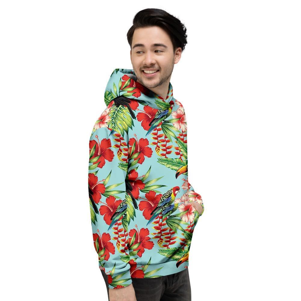 Hawaiian Bird Floral Print Men's Hoodie-grizzshop