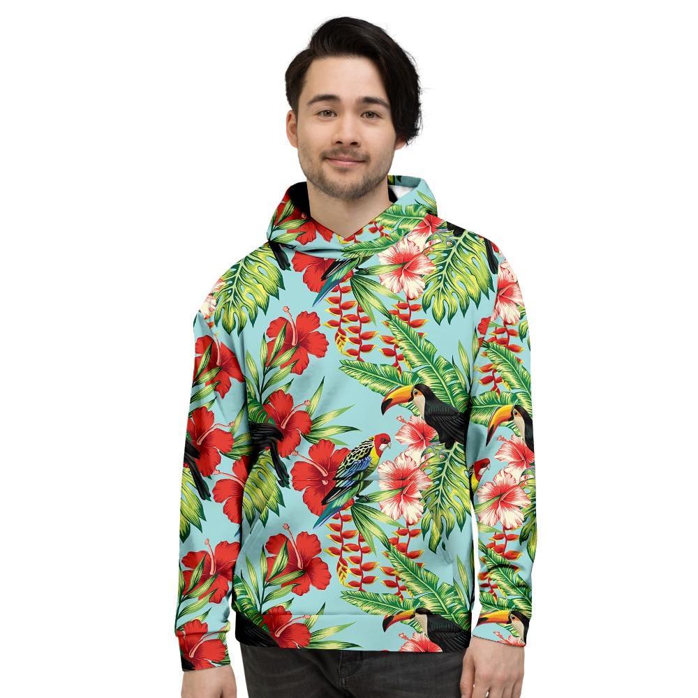 Hawaiian Bird Floral Print Men's Hoodie-grizzshop