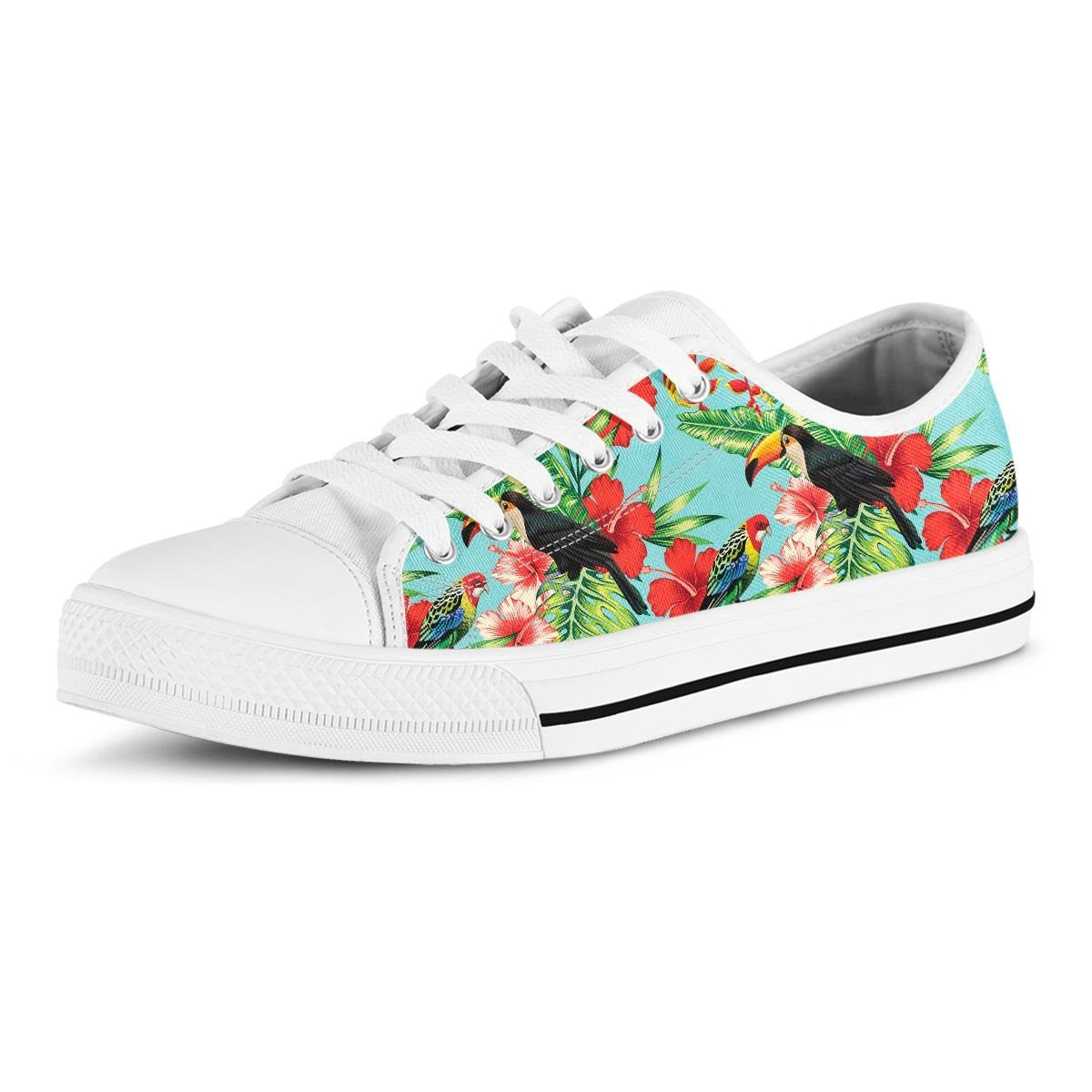 Hawaiian Bird Floral Print Men's Low Top Shoes-grizzshop