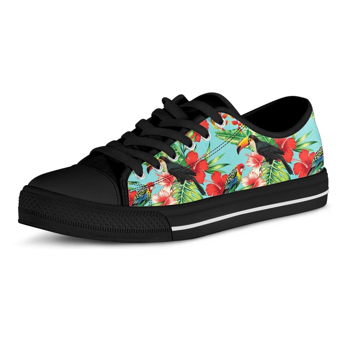 Hawaiian Bird Floral Print Men's Low Top Shoes-grizzshop