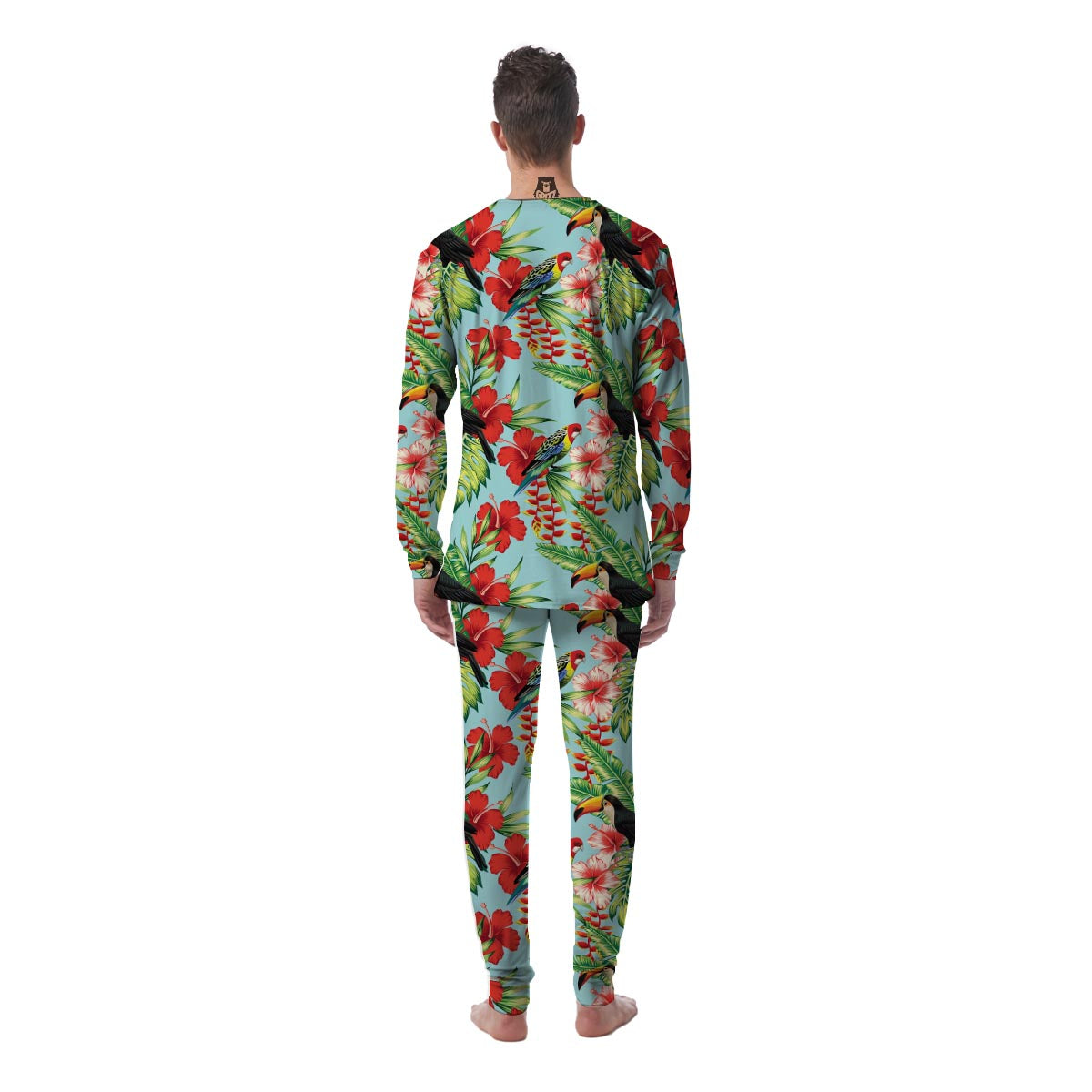 Hawaiian Bird Floral Print Men's Pajamas-grizzshop