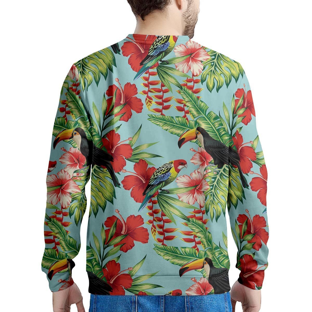 Hawaiian Bird Floral Print Men's Sweatshirt-grizzshop