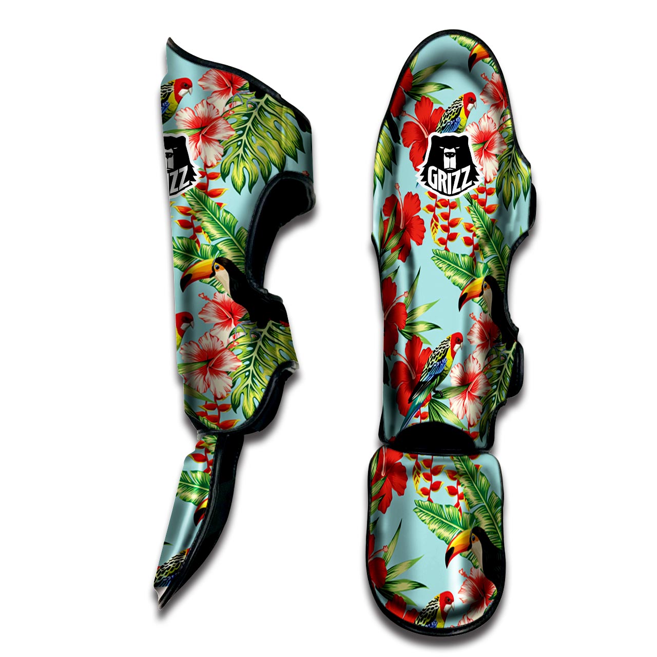 Hawaiian Bird Floral Print Muay Thai Shin Guard-grizzshop