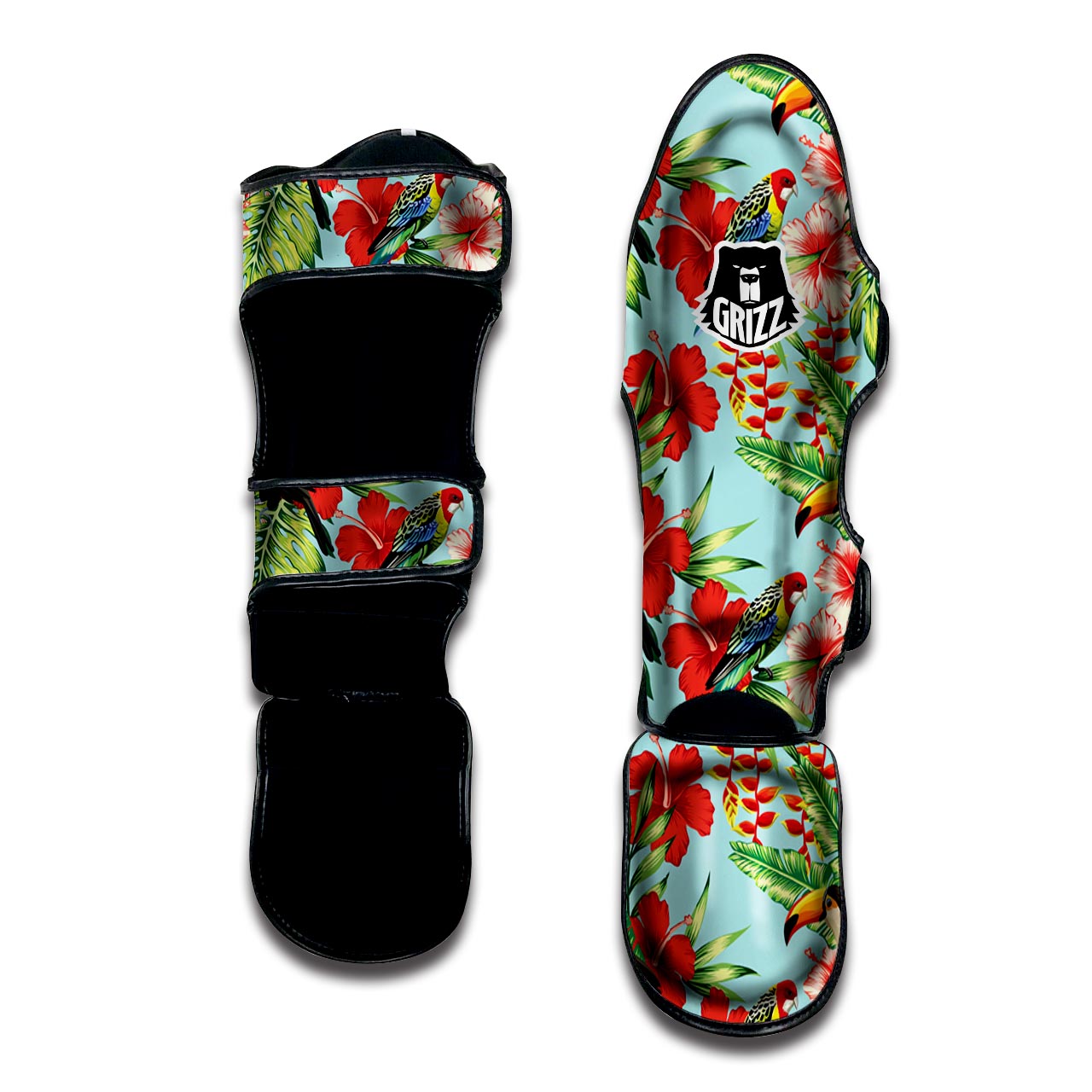 Hawaiian Bird Floral Print Muay Thai Shin Guard-grizzshop