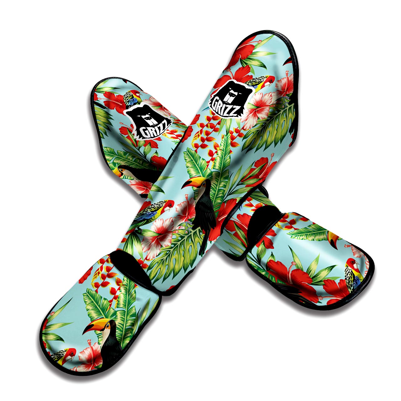 Hawaiian Bird Floral Print Muay Thai Shin Guard-grizzshop