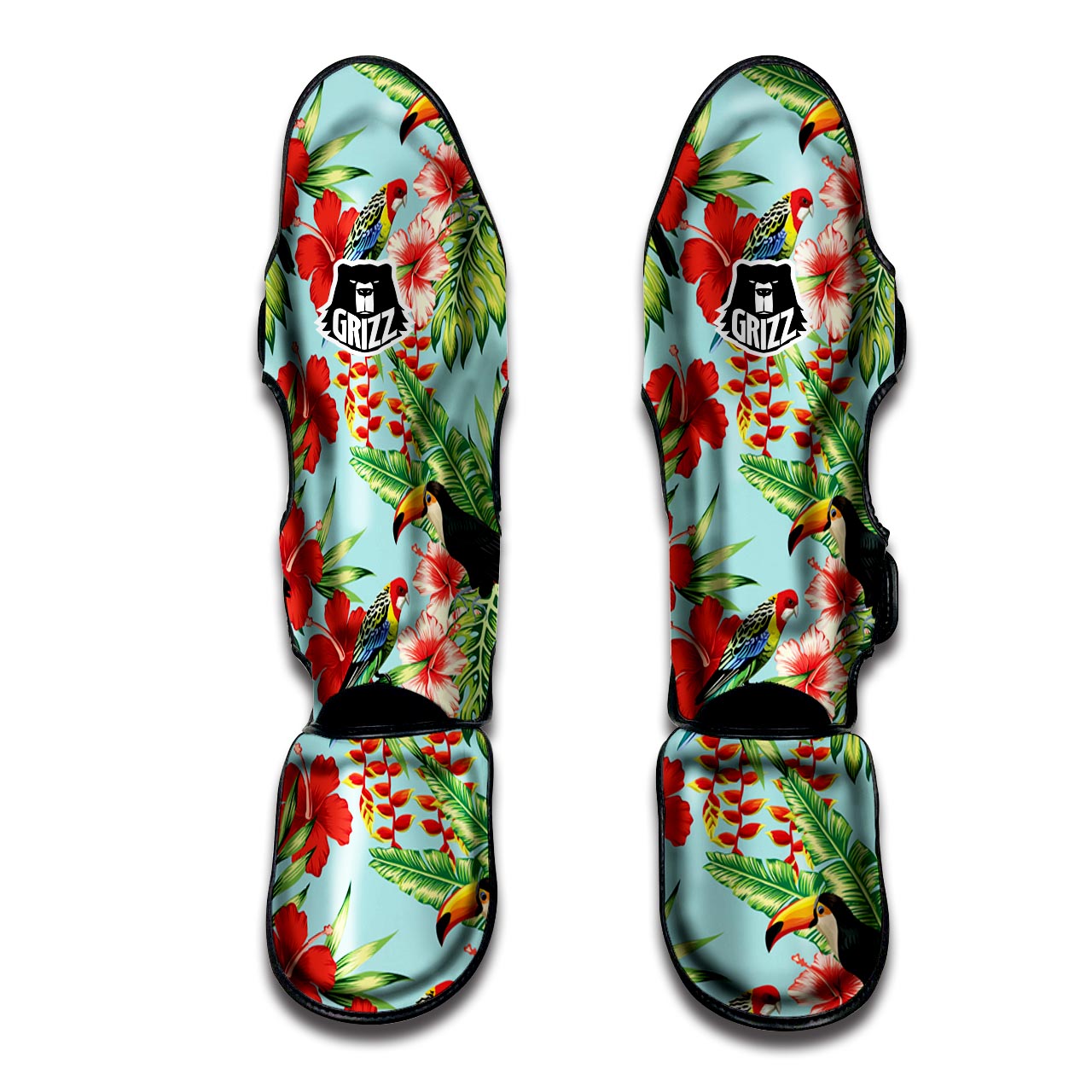 Hawaiian Bird Floral Print Muay Thai Shin Guard-grizzshop