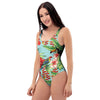 Hawaiian Bird Floral Print One Piece Swimsuite-grizzshop