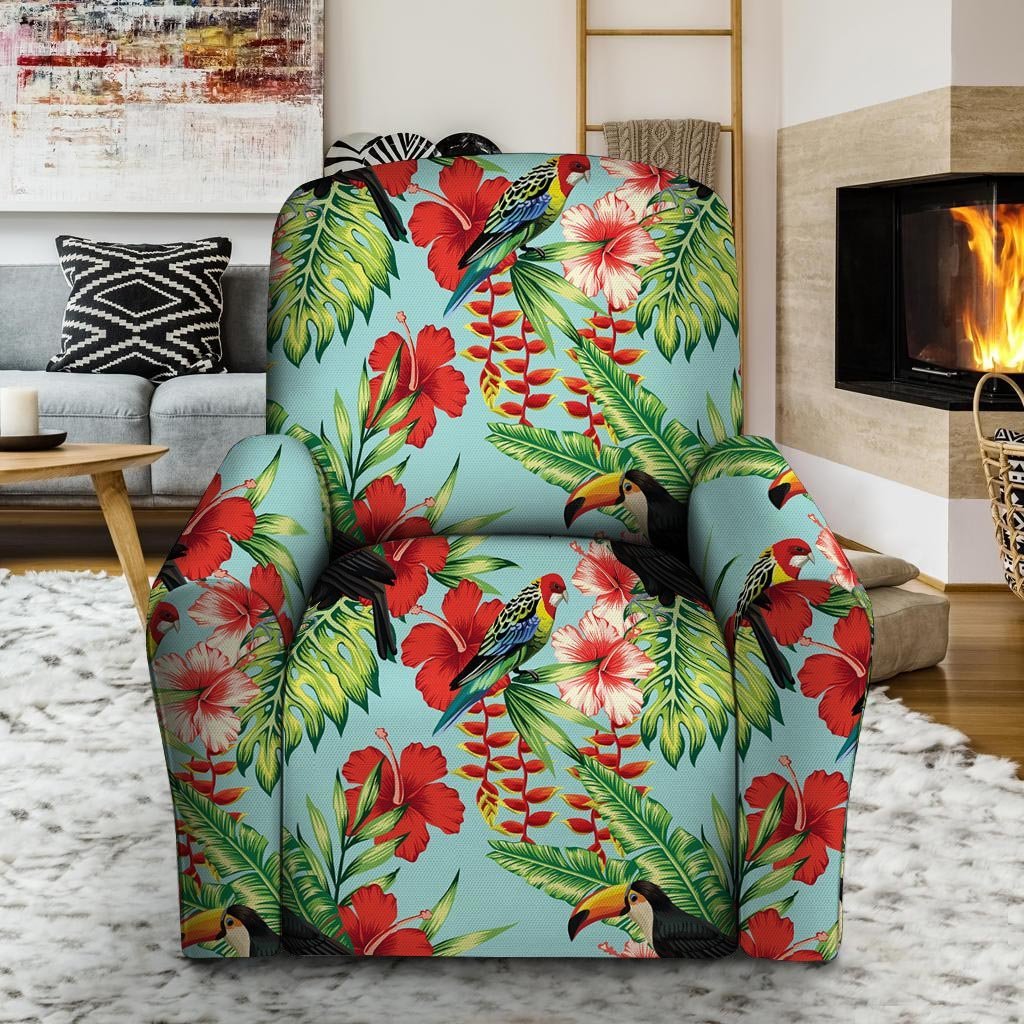 Hawaiian Bird Floral Print Recliner Cover-grizzshop