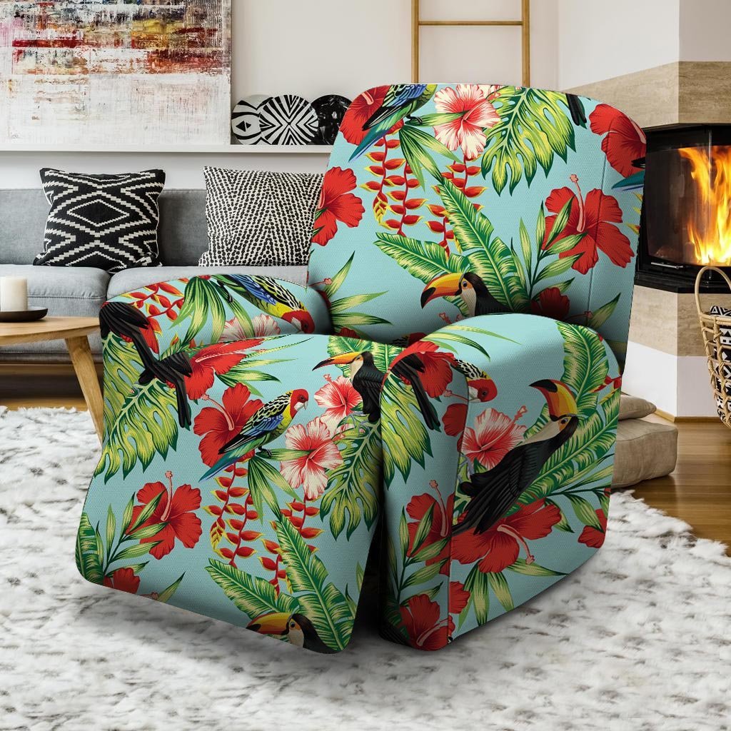 Hawaiian Bird Floral Print Recliner Cover-grizzshop