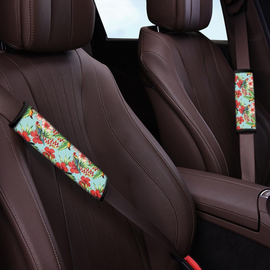 Hawaiian Bird Floral Print Seat Belt Cover-grizzshop