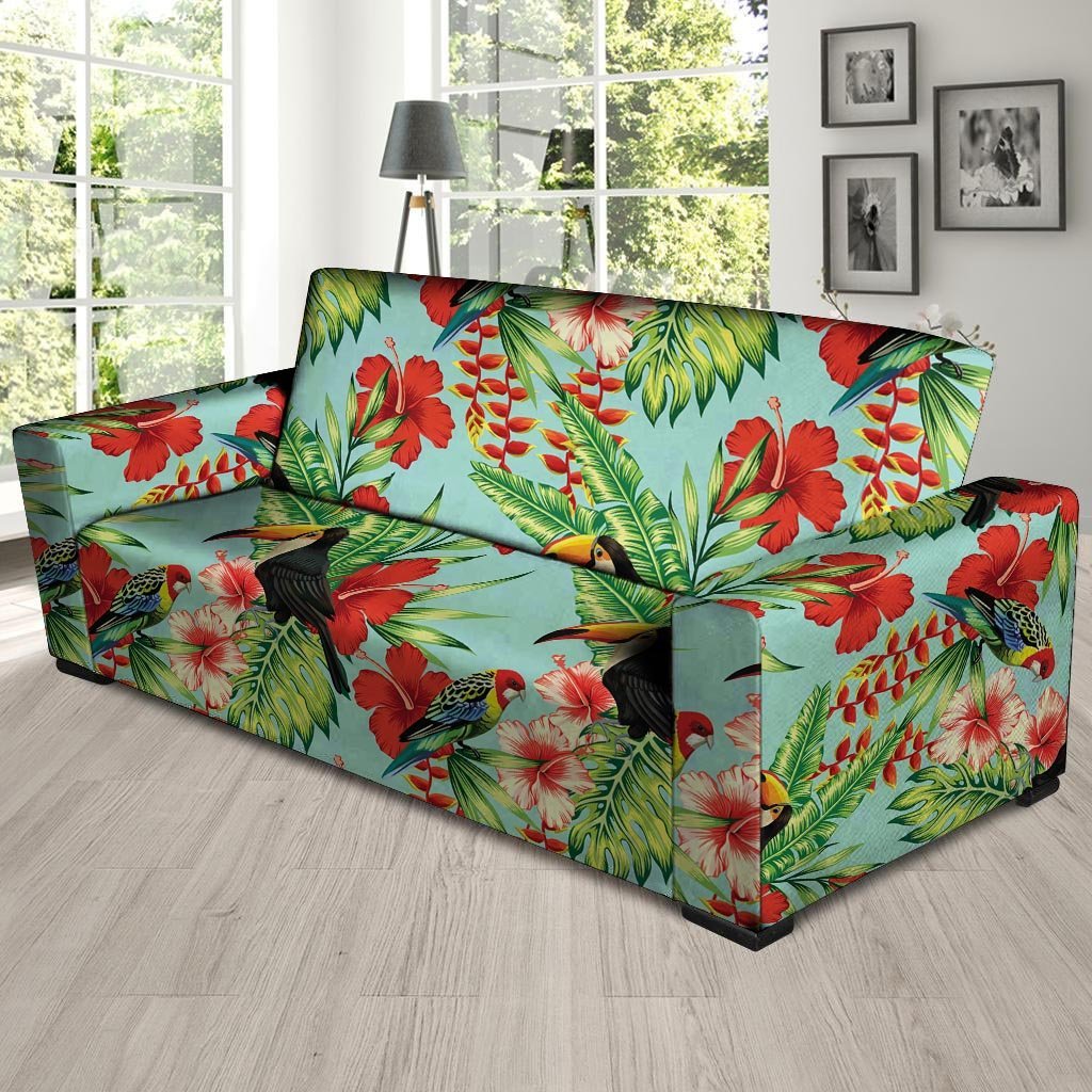 Hawaiian Bird Floral Print Sofa Cover-grizzshop