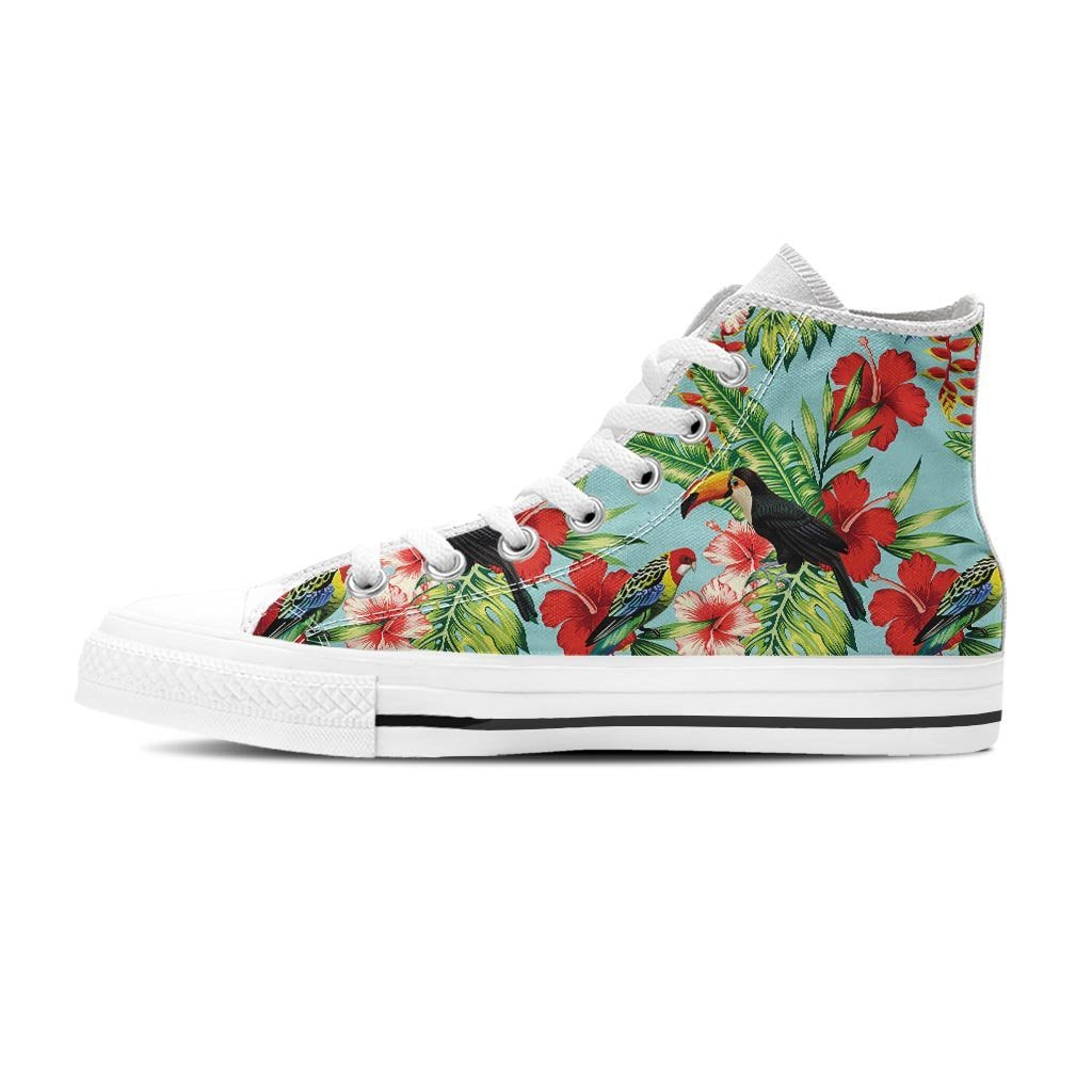 Hawaiian Bird Floral Print Women's High Top Shoes-grizzshop