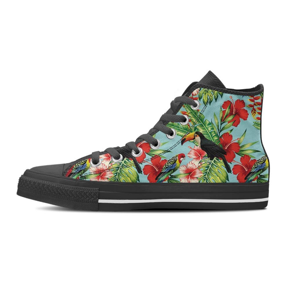 Hawaiian Bird Floral Print Women's High Top Shoes-grizzshop