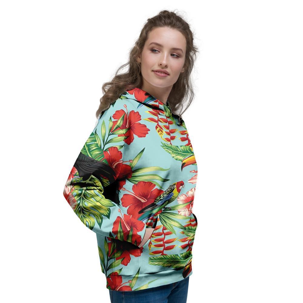 Hawaiian Bird Floral Print Women's Hoodie-grizzshop