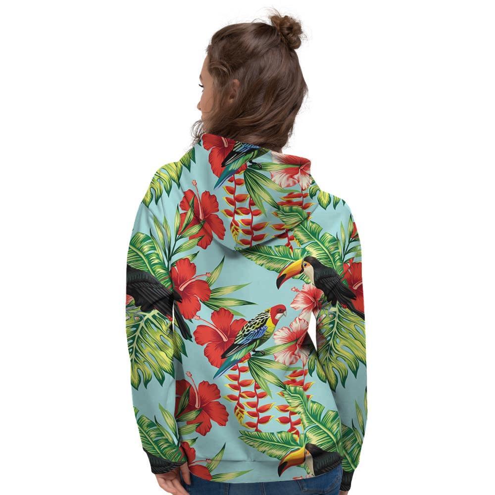 Hawaiian Bird Floral Print Women's Hoodie-grizzshop