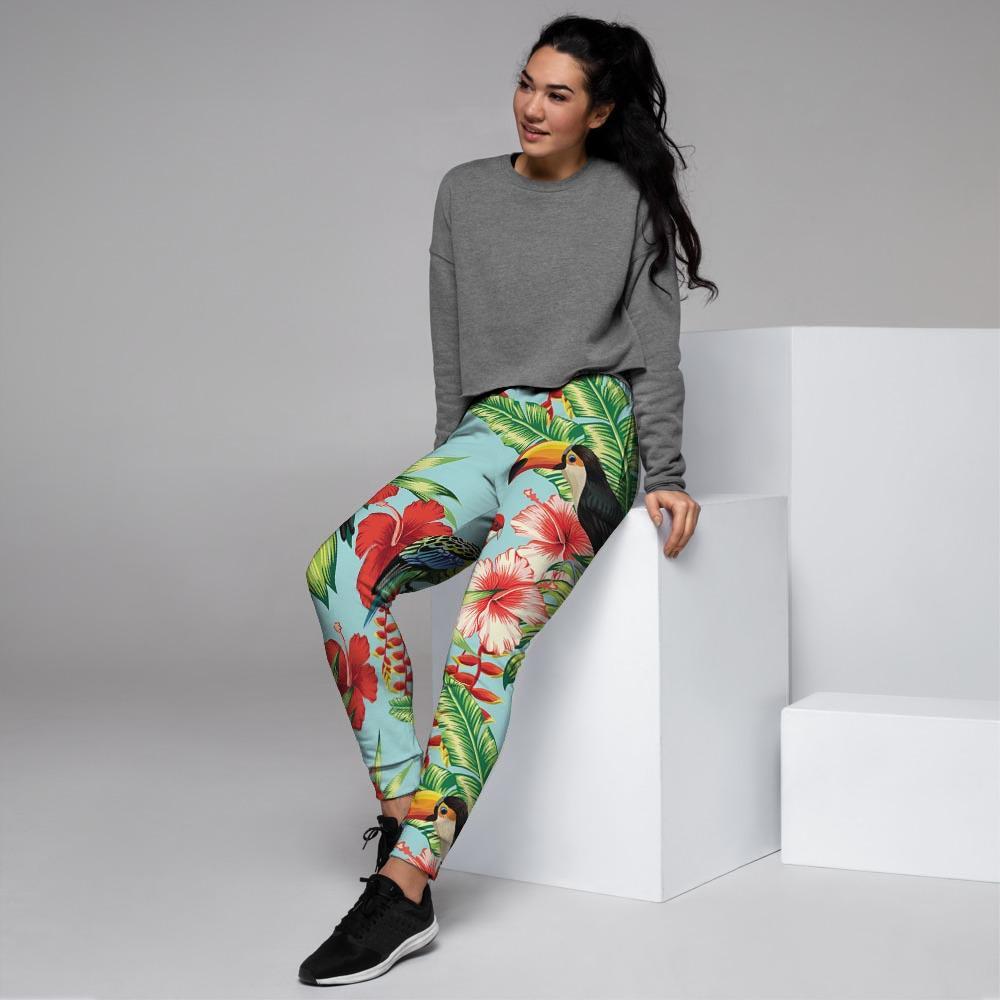 Hawaiian Bird Floral Print Women's Joggers-grizzshop