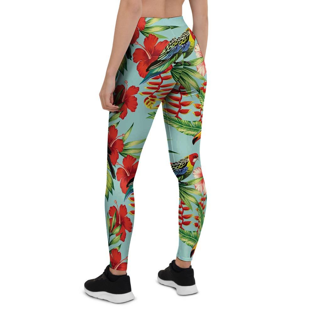 Hawaiian Bird Floral Print Women's Leggings-grizzshop