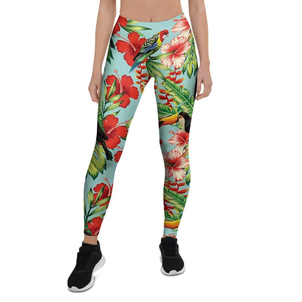 Hawaiian Bird Floral Print Women's Leggings-grizzshop