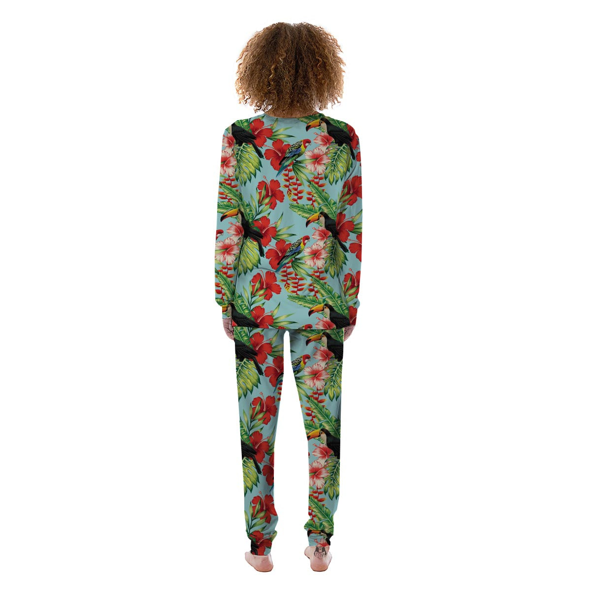 Hawaiian Bird Floral Print Women's Pajamas-grizzshop