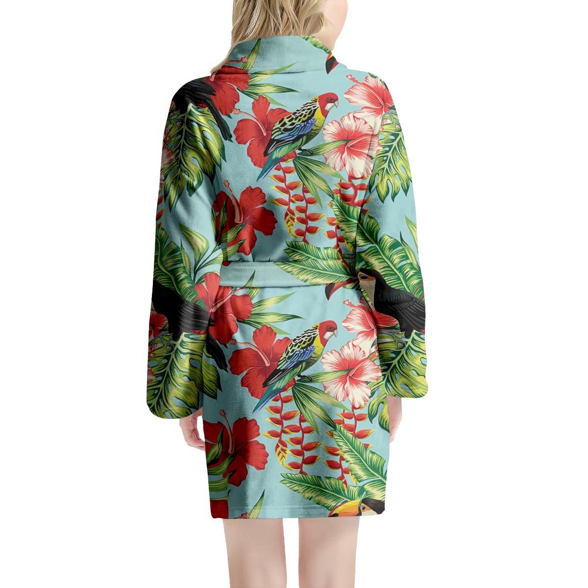 Hawaiian Bird Floral Print Women's Robe-grizzshop