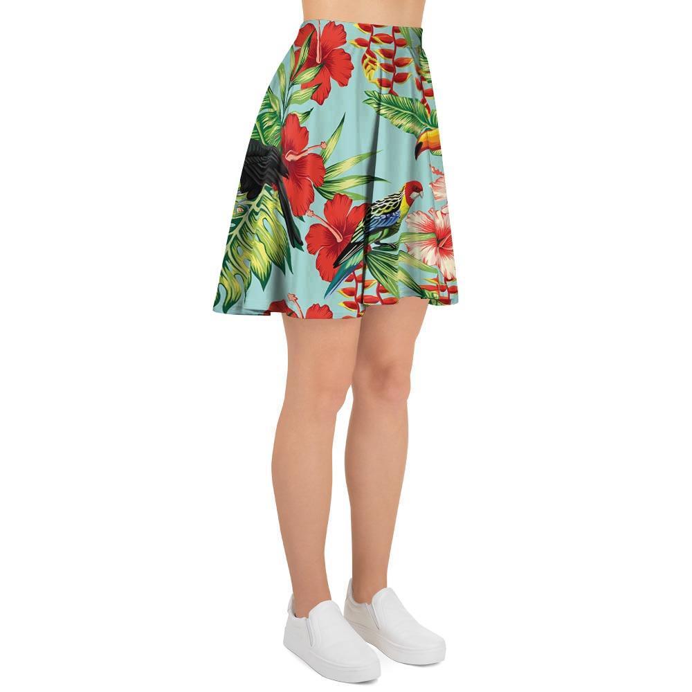 Hawaiian Bird Floral Print Women's Skirt-grizzshop