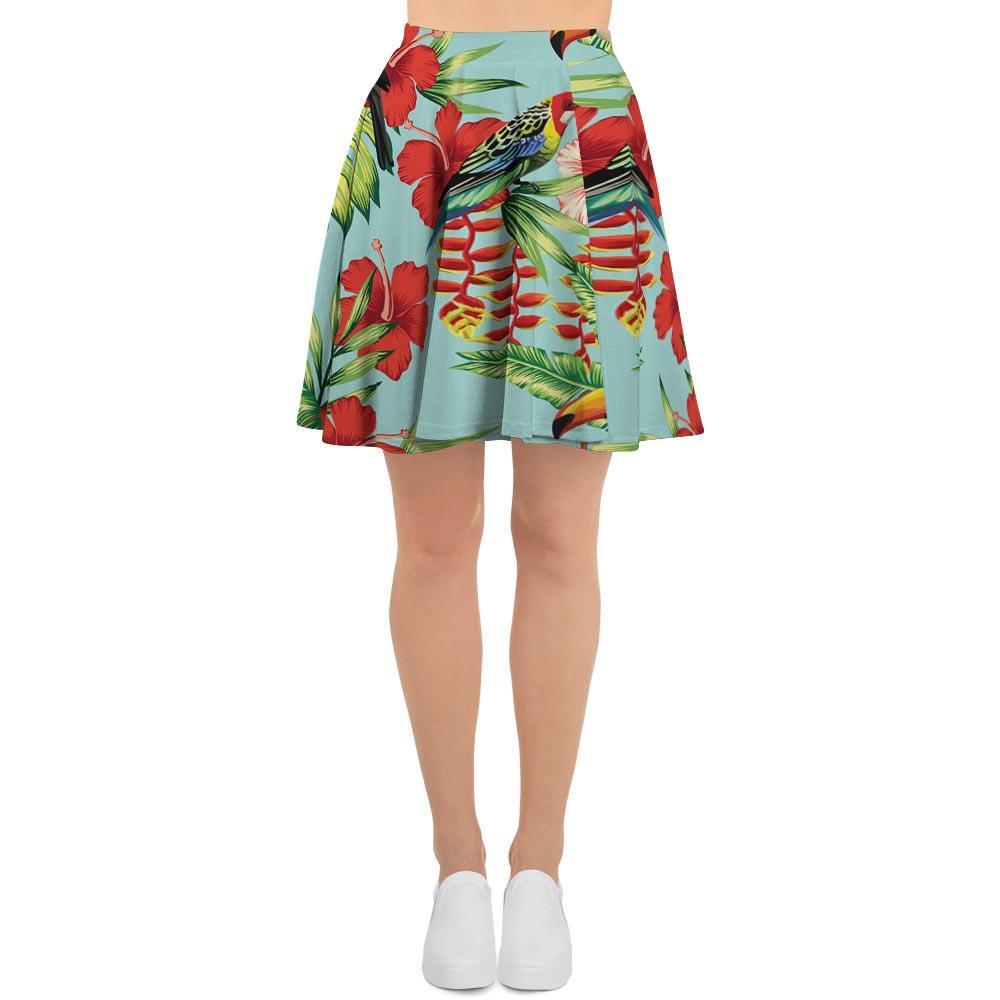 Hawaiian Bird Floral Print Women's Skirt-grizzshop