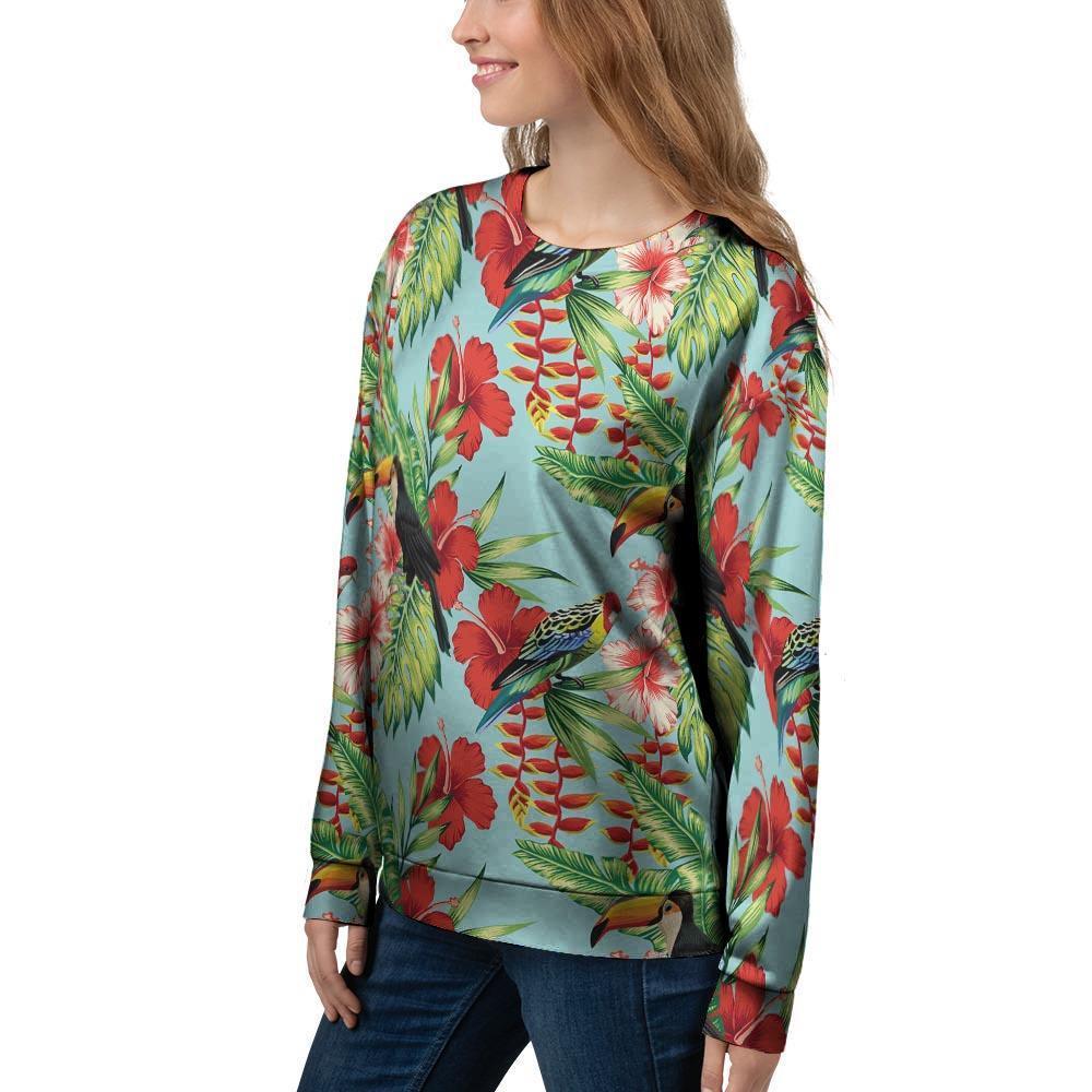 Hawaiian Bird Floral Print Women's Sweatshirt-grizzshop