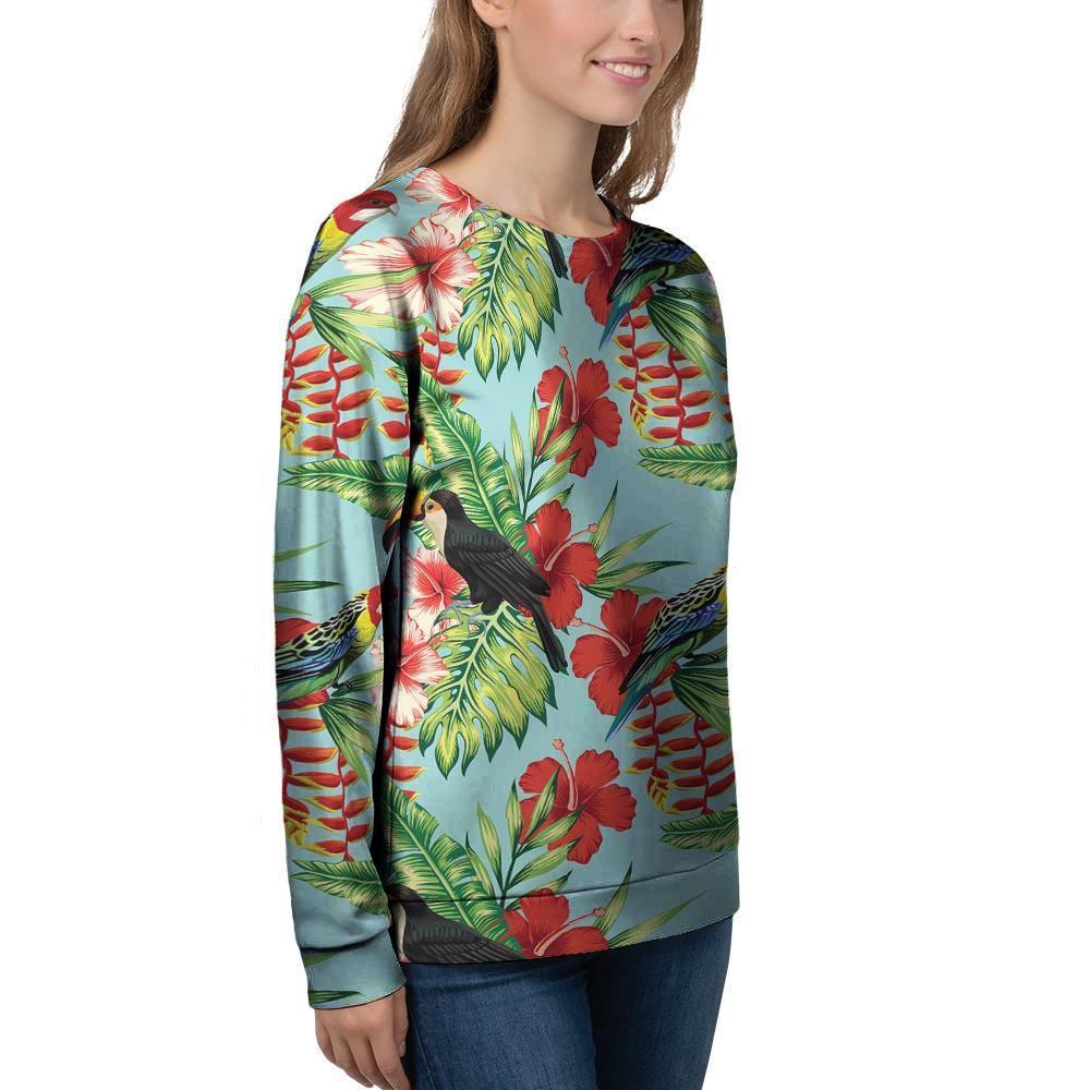 Hawaiian Bird Floral Print Women's Sweatshirt-grizzshop