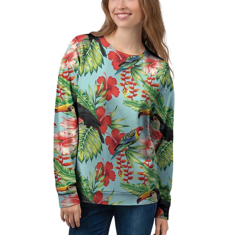 Hawaiian Bird Floral Print Women's Sweatshirt-grizzshop