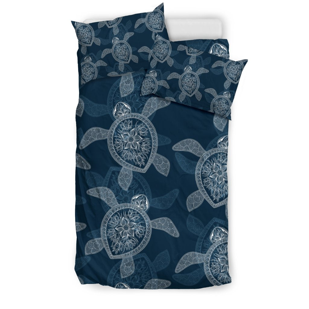 Hawaiian Blue Sea Turtle Pattern Print Duvet Cover Bedding Set-grizzshop